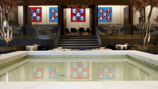 "Icons"- Monumental new canvases in the Pool Room of the historic Four Seasons Restaurant at 99 East 52nd Street, NYC ©2013 Robert Indiana, courtesy Woodward Gallery, American Image