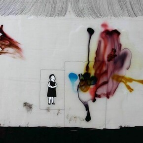 Neil Farber, Child, Untitled, acrylic and ink on birch panel, 16h x 20w in.