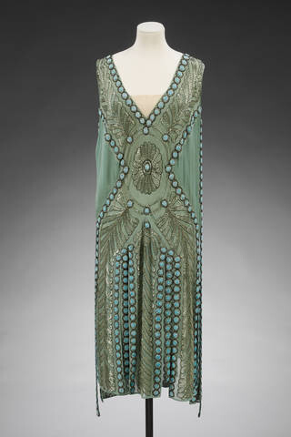 Silk georgette and glass beaded 'Salambo' dress previously owned by Miss Emilie Grigsby, Jeanne Lanvin, 1925, France. Museum no. T.151&A-1967. Given by Lord Southborough. © Victoria and Albert Museum, London