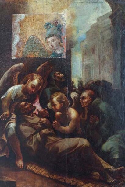 Anónimo, Muerte de San Francisco de Asís, s. XVIII-XX. Cortesía del Museo Pedro de Osma