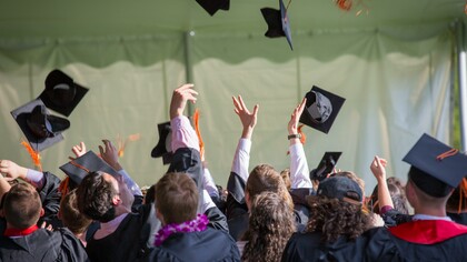 Students on graduation day, celebrating victory!