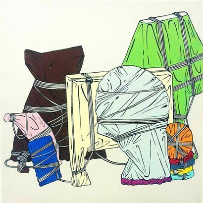 HaYoung, Modern Mummy, 2014, acrylic on polyester, 50 x 50 cm, courtesy of 43 Inverness Street