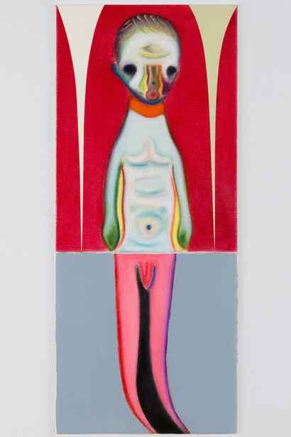 Izumi Kato, “Untitled”, 2017, Oil on canvas, 79 x 33 cm  31 1/8 x 13 in. Photo: Ringo Cheung ©2017 Izumi Kato. Courtesy the Artist and Perrotin