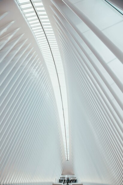 The perspective from underneath a modern building 