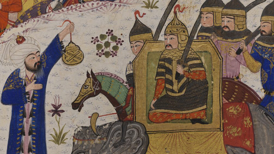 A sage advises Khusraw when to attack, Perisan, late 15th century. Courtesy of The Nelson-Atkins Museum