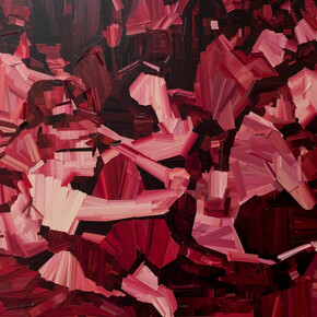 Mark Khaisman, Moonlanding 1, 2023. 36 x 48 inches / 91.4 x 121.9 cm, masking tape & acrylic paint on board. Courtesy of Pentimenti Gallery