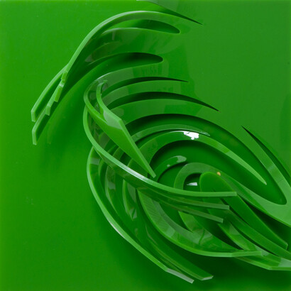 Francisco Martínez. Movimiento perpetuo. RPM 2014117. 2014. Plexiglass moldeado. 24 x 24 x 8 cm