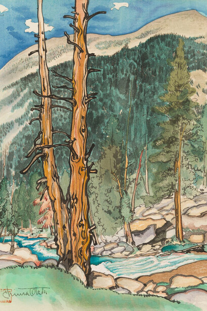 Chiura Obata, Upper Lyell Fork, near Lyell Glacier, ca. 1930. Cortesía del Crystal Bridges Museum of American Art