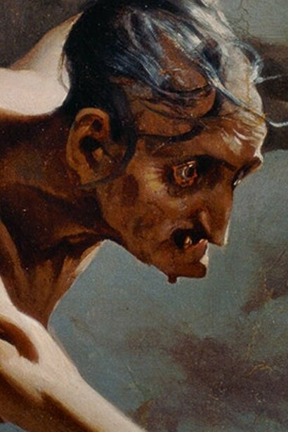 Detalle de "Brujas durante el Sabbath", óleo sobre madera, Luis Ricardo Falero, 1878