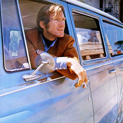 John McCracken in 1969,
Photograph by Joe Goode. Courtesy The Estate of John
McCracken and David Zwirner