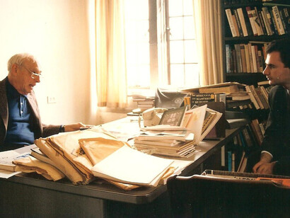 Fotografía tomada durante la entrevista de Stojanovic con Saul Bellow en la Universidad de Chicago, 1992