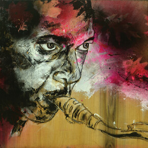 RenéeRose, Night Without Moon, Mixed Media on Wood, 24” x 36”, Courtesy of Agora Gallery