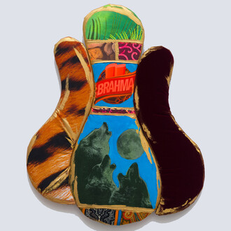 Leda Catunda, Borboleta Lobos, 2015, Acrílica sobre tecido e veludo, 75 x 60 cm. Photo: Eduardo Ortega, Cortesia Galeria Fortes Vilaça