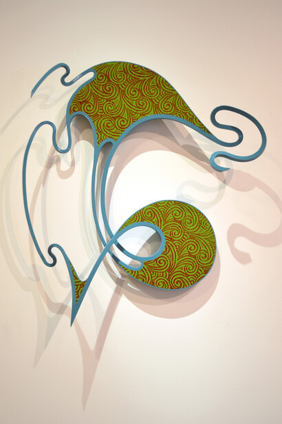 Luke Achterberg, Rooted Custom, 2014, Automative paint on steel, 33 x 22 in.