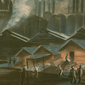 Elizabeth Olds, Steel mills (detail), circa 1935. Courtesy of Blanton Museum of Art