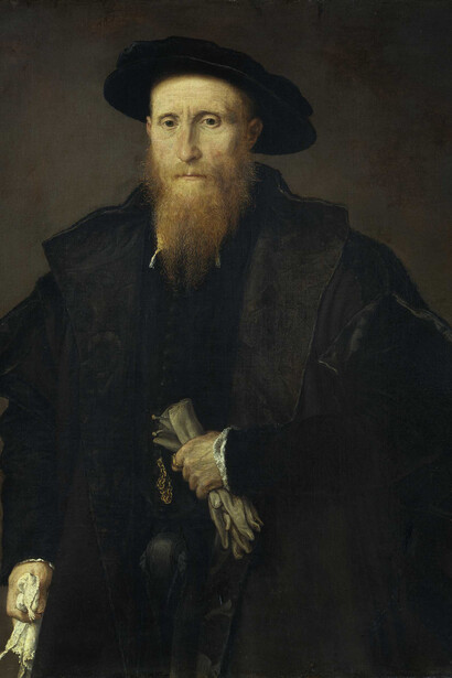 Portrait of an Elderly Gentleman with Gloves (liberale da Pinedel), Lorenzo Lotto, Oil on canvas, 90 x 75 cm, 1542 - 1544. Milan, Pinacoteca di Brera