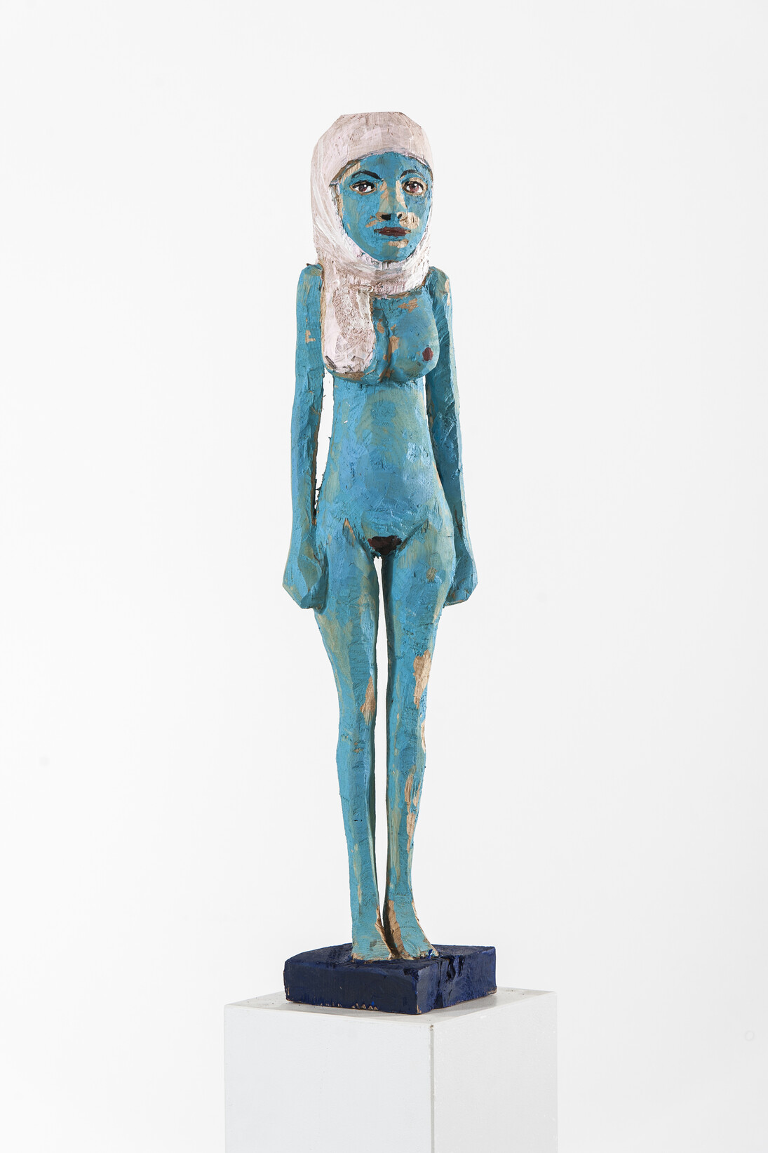 Hans Scheib, Little Lady Poet, 53 1/4” by 6” by 7 1/2", acrylic, wood, 2014. Copyright: Hans Scheib. Courtesy: Anna Zorina Gallery, New York City