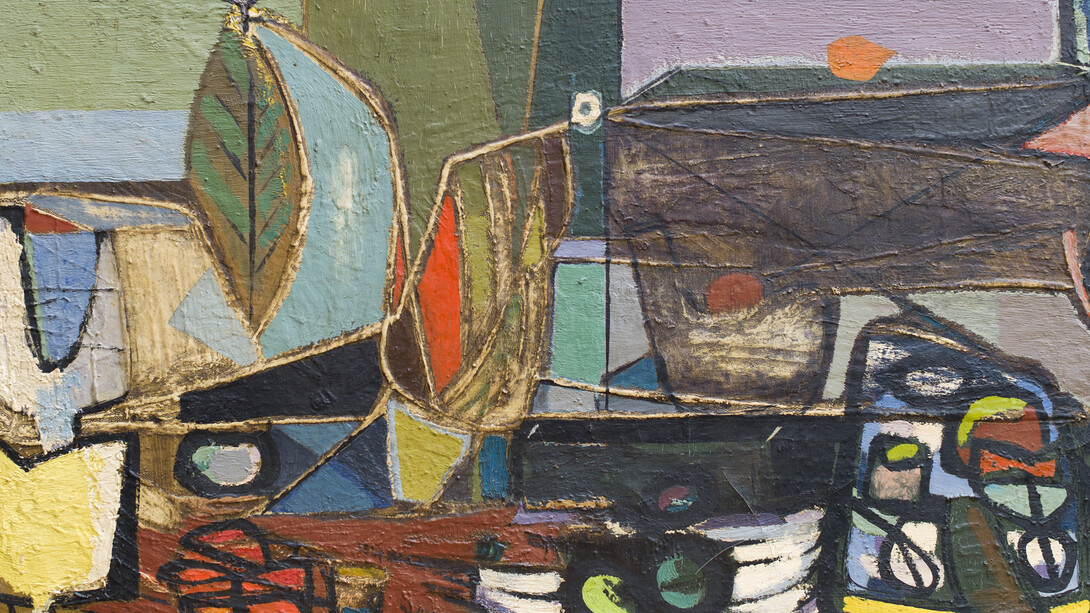 Jankel Adler, Composition, 1940's, oil on canvas, 88 x 142 cm