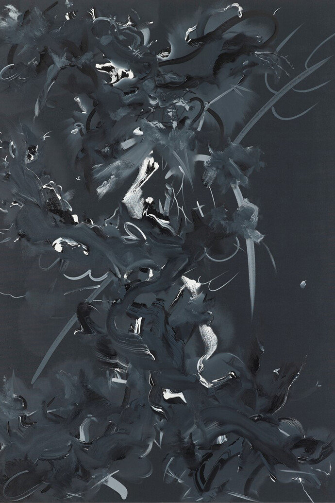 Fiona Rae, Figure 1l, 2014, Oil and acrylic on canvas, 72 x 51 in. / 183 x 129.5 cm © the artist. Courtesy Timothy Taylor Gallery, London, Photograph: Prudence Cuming Associates Ltd.