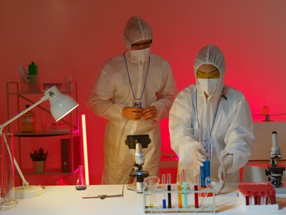 Scientists preparing biological samples for analysis, reflecting the data-driven future of pharmaceutical innovation