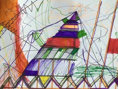 Giornata IV novella 5, Isabetta, Filzstift auf Papier, 29x42 cm
