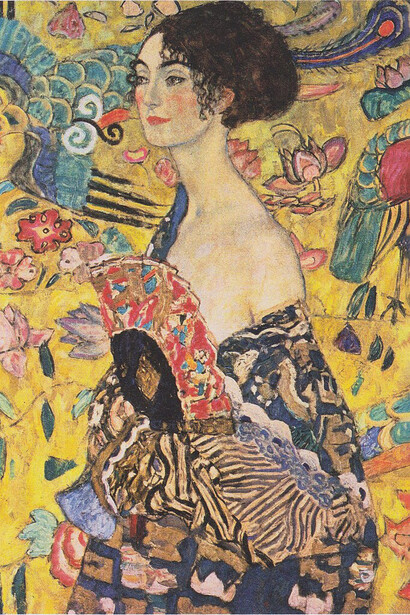Dama con un abanico, 1917, Gustav Klimt, óleo sobre lienzo (detalle)
