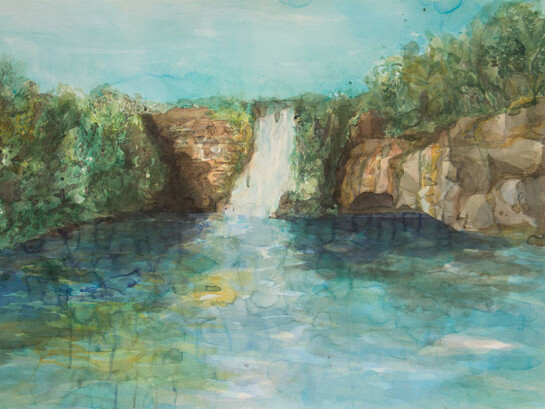 Danielle Noronha, Eu me lembrava que dava para pular de cabeça, 2014, Aquarela sobre papel, 100 x 140 cm. Photo: Danilo Dilettoso / Courtesy of Galeria Mezanino