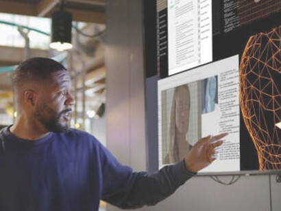 Artificial intelligence avatar discussing deepfake creation and facial recognition systems