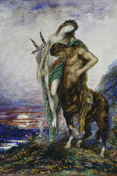 Gustave Moreau, Dead poet carried by a Centaur, c. 1890. Courtesy of the Museo Thyssen-Bornemisza