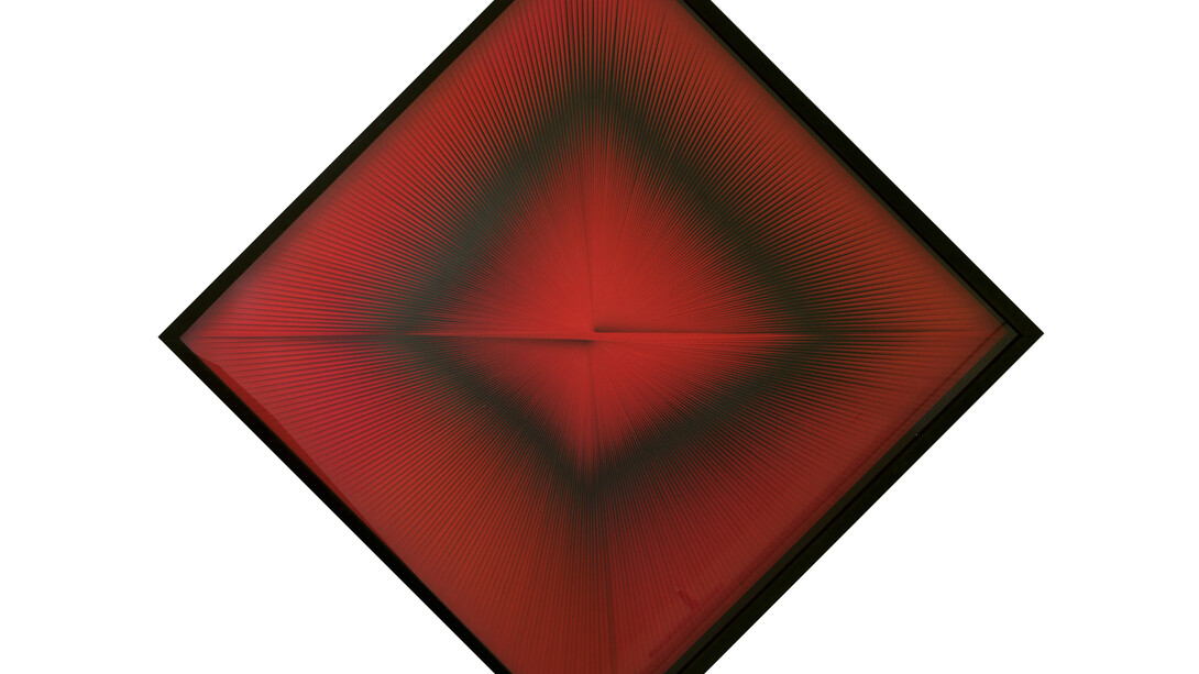Toni Costa - Dinamica visuale (Rosso), 1968; PVC su tavola, 125×125cm