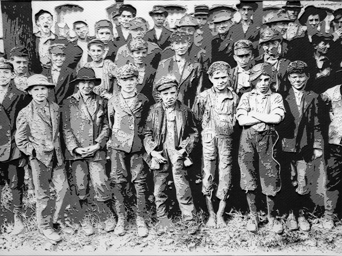 Vik Muniz, Dallas Mill, Huntsville: 1910, After Lewis Hine, 2008, Gelatin silver print, Collection of Martin Z. Margulies  