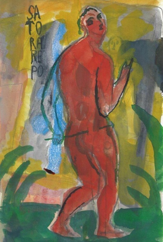 Sandro Chia, Sator Arepo, 2014, watercolour, 27 x 18 cm