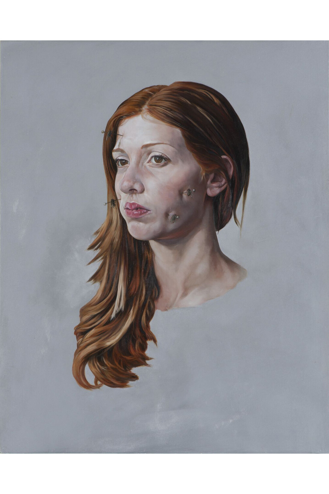 Erik Thor Sandberg, Mask - Acrid, 2015, oil on panel, 20 x 16 inches.
