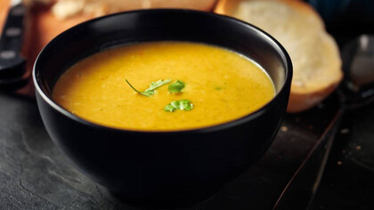 Lentil soup on display