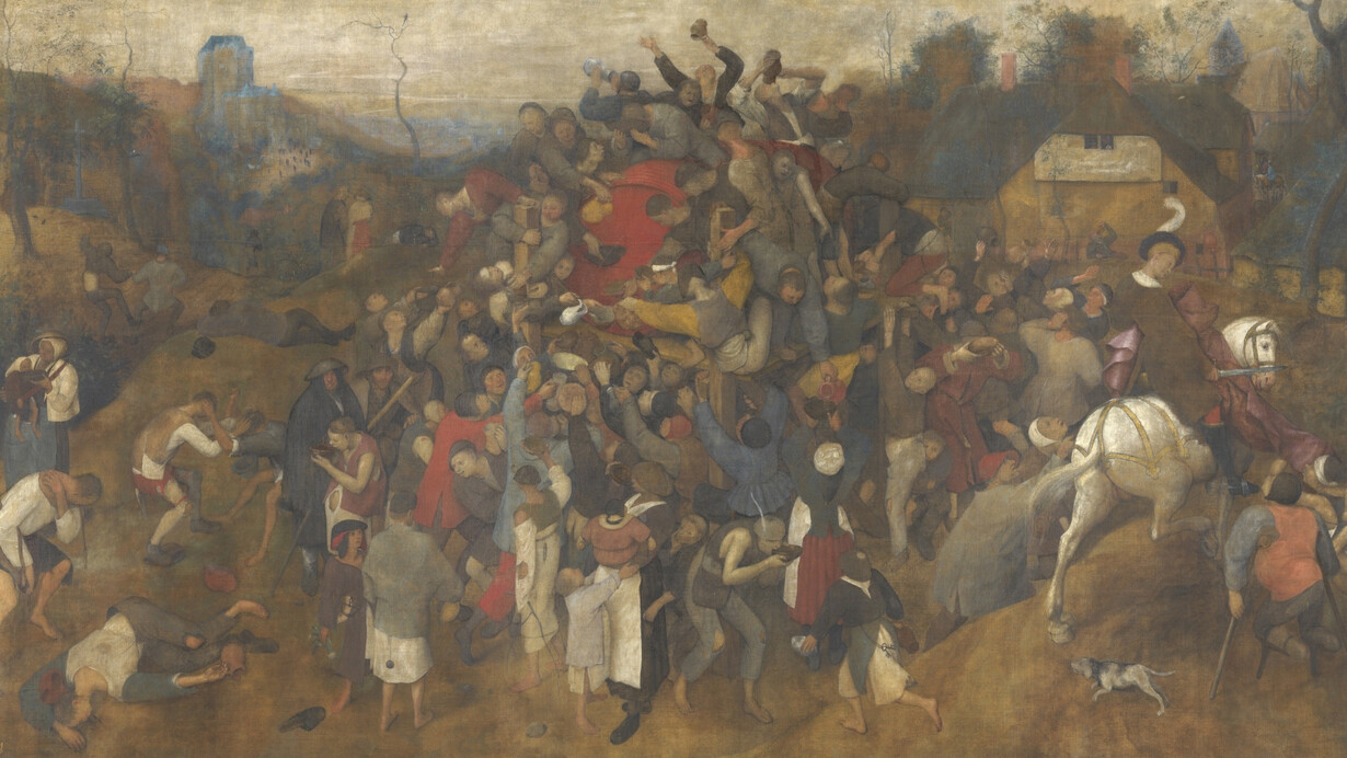 Pieter Bruegel el Viejo, El vino de la fiesta de san Martín (detalle), 1566 - 1567. Cortesía del Museo del Prado