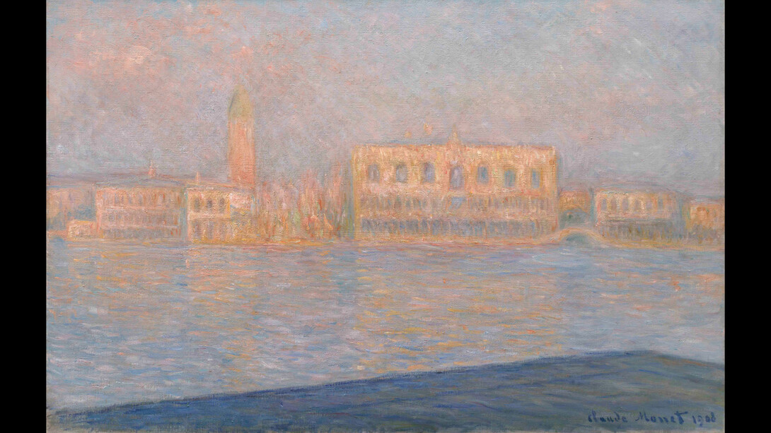 Claude Monet
The Palazzo Ducale, Seen from San Giorgio Maggiore (Le Palais Ducal vu de Saint-Georges Majeur), 1908
Oil on canvas
65.4 x 100.6 cm
Solomon R. Guggenheim Museum, New York
Thannhauser Collection, Bequest, Hilde Thannhauser 91.3910
Photo: © Solomon R. Guggenheim Foundation, New York (SRGF)
