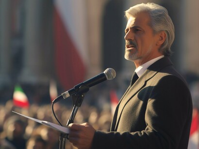 A man addressing the public, signifying how leaders must earn their voice, not just claim it through weaponizing others' anxieties