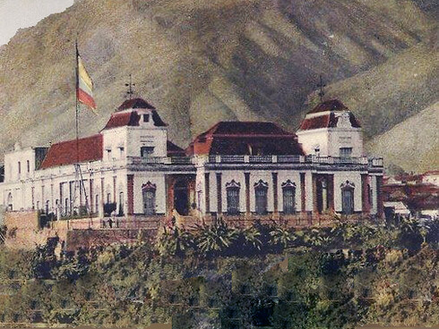 Antigua ilustración del Palacio de Miraflores, donde se ubica el despacho oficial del presidente de Venezuela