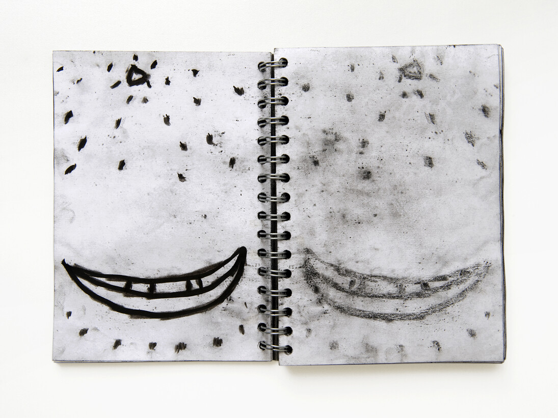Sadik Kwaish Alfraji, Ali's Boat Diary 2  (page detail), 2014, Graphite pencil on notebook paper, 21 x 29 cm