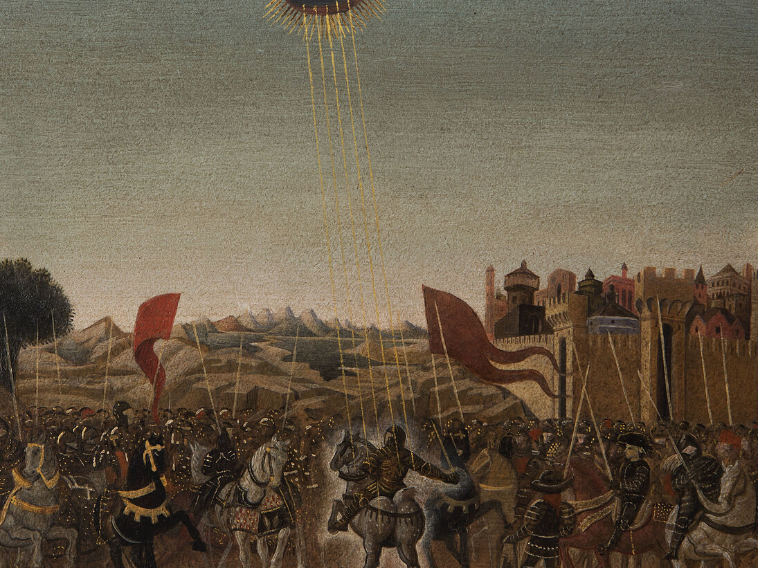 Laurent Grasso, "Studies into the Past", Oil on wood, 21 x 24,5 cm / 8 1/4 x 9 3/4 inches, photo : Claire Dorn, © ADAGP, Paris, 2014, Courtesy Galerie Perrotin