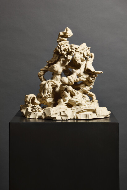 Hugo Wilson, Labour 3, 2014, Terracotta, 40 x 40 x 40 cm 
