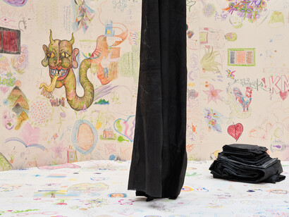 Oscar Murillo, Spirits in the swamp, exhibition view. Courtesy of Museo Tamayo