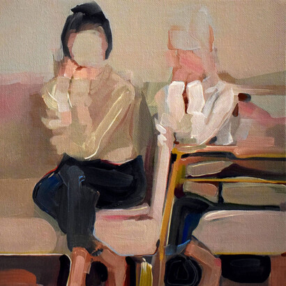 Evita Andújar. Stolen selfie 4. Acrilico su tela, cm45 x45, 2018.