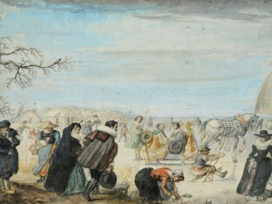 Hendrick Avercamp, Scène d’hiver , gouache et aquarelle. 19,2 x 32,1 cm. Paris, Beaux-Arts de Paris © Beaux-Arts de Paris, Dist. RMN-Grand Palais / image Beaux-arts de Paris
