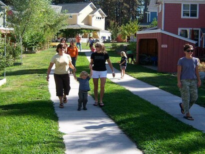 Cohousing community going out for a stroll 