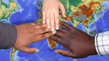 The hands of diversity touch the world