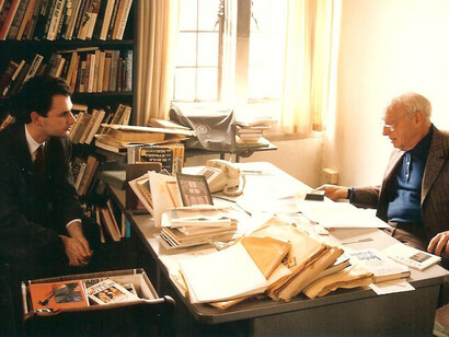 Fotografía tomada durante la entrevista de Stojanovic con Saul Bellow en la Universidad de Chicago, 1992