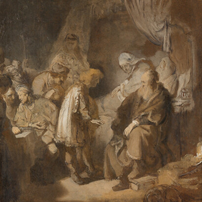 Rembrandt van Rijn, Joseph Telling His Dreams, 1633, grisaille, Rijksmuseum, Amsterdam, purchased with the support of the Vereniging Rembrandt and the Stichting tot Bevordering van de Belangen van het Rijksmuseum. Courtesy of National Gallery of Art
