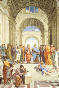 La Scuola di Atene, Raffaello Sanzio, (1509-1511), Città del Vaticano, Italia. Le teorie della leadership, in senso non istituzionalizzato, risalgono alla notte dei tempi