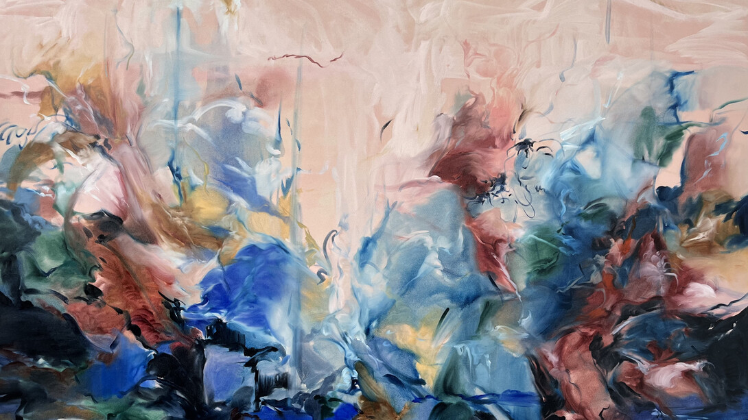 Emma Richardson, Seductress (close-up), 2023, oil on canvas, 197x150 cm. Courtesy the artist and Liminal Gallery